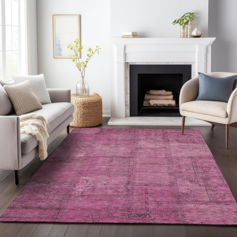 Premium Machine Washable Prisco Blush Rug, Rectangle 8' x 10'