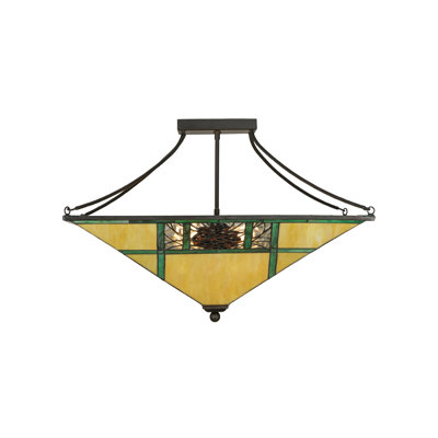 Rustic Lodge Glass Semi Flush Mount