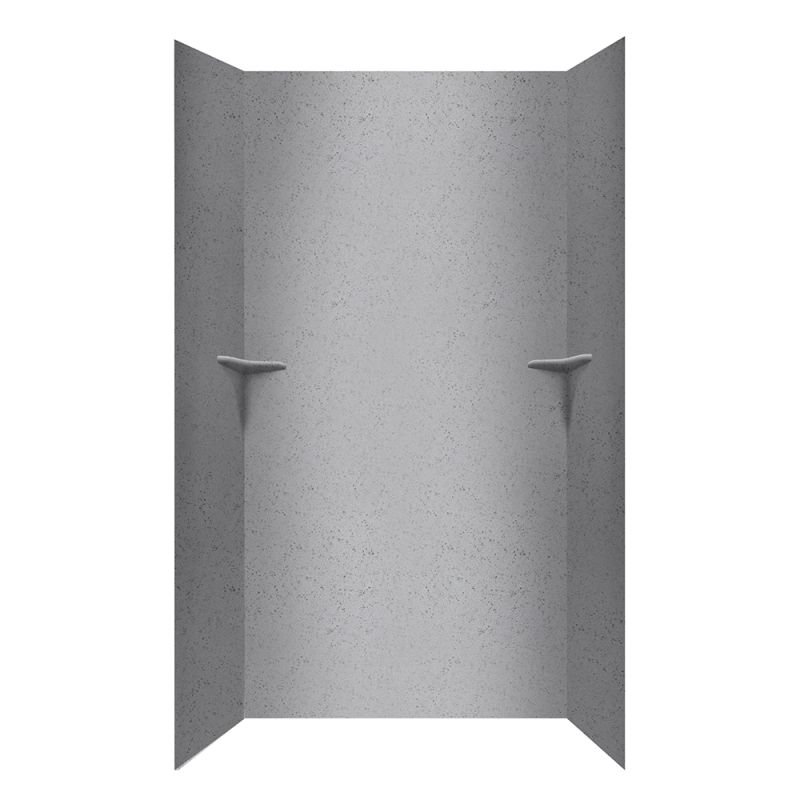 48'' W 36'' D 96'' H Glue Up Solid Surface Wall, Gray Glass