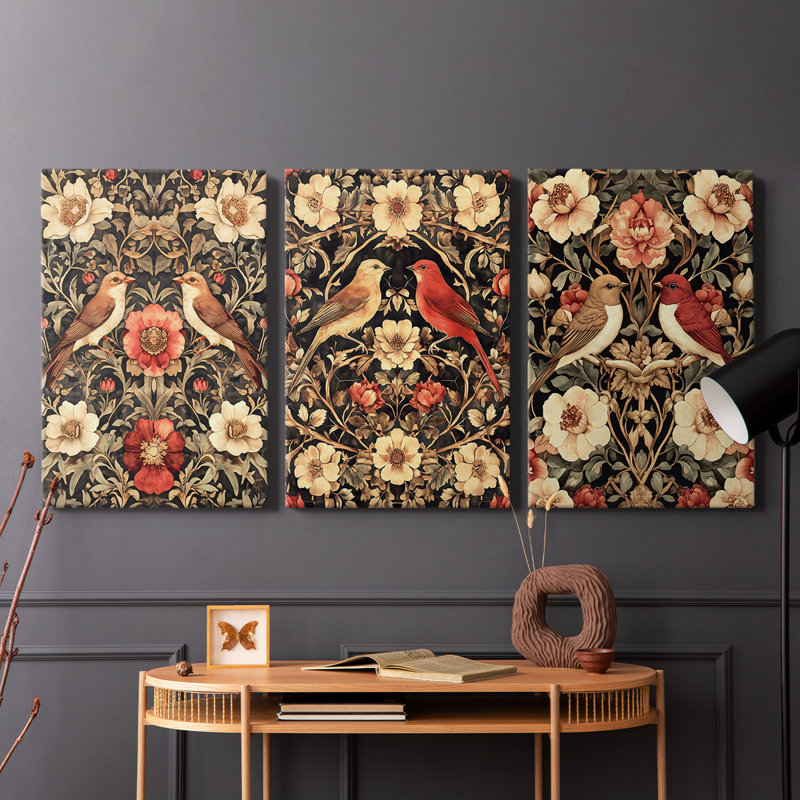 Ensemble de toiles tendues avec châssis de la meilleure collection de la collection Homure de William Morris de Morris Morris - Prêt à être accroché