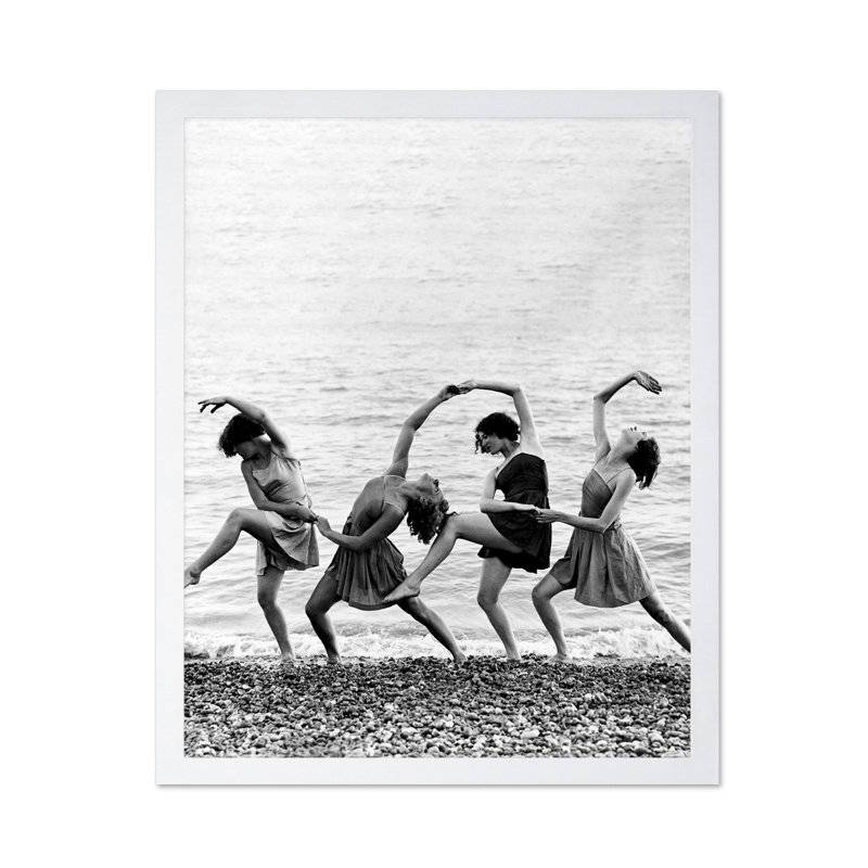 Beach Dancers, Poster, White Framed, 16"H x 20"W