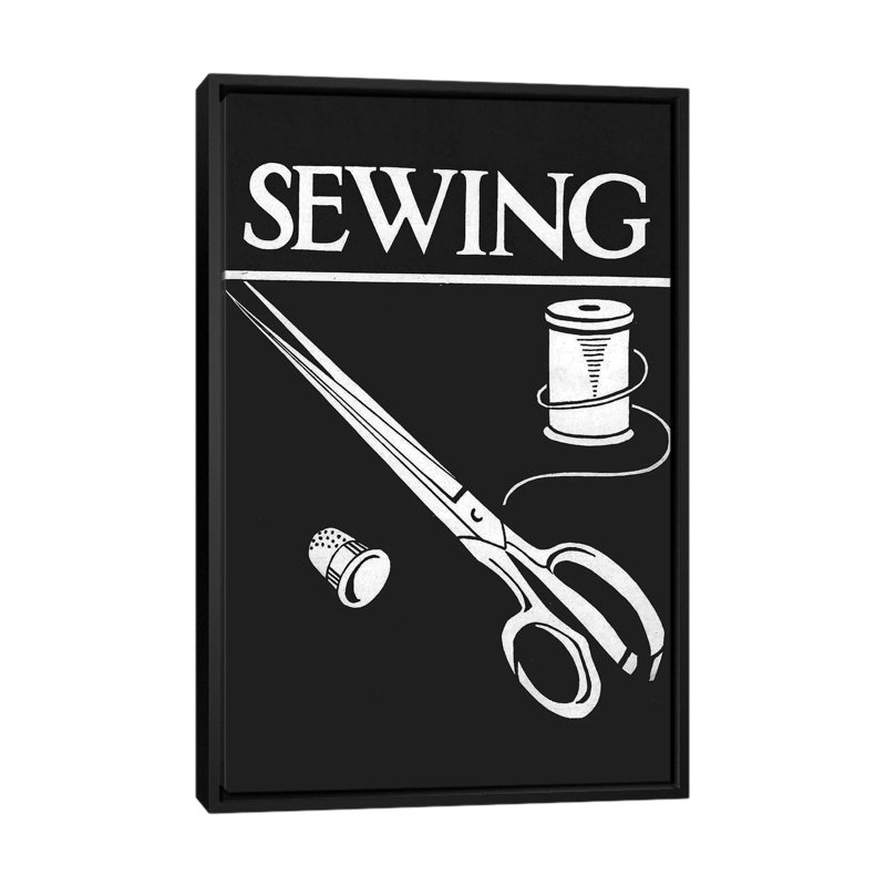 «Sewing», reproduction d'impression sur toile, H 26 po x l 18 po x P 1,5 po, Toile avec cadre noir, Pas de tapis