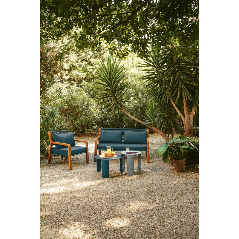 BeBop Outdoor Round Coffee Table, Acapulco Blue, 15" H x 24" W x 24" D