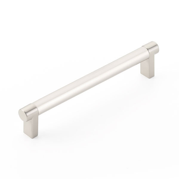 Emtek Select Cabinet Pull w/ Rectangular Stem & Smooth Bar, Satin Nickel, 6" Center to Center