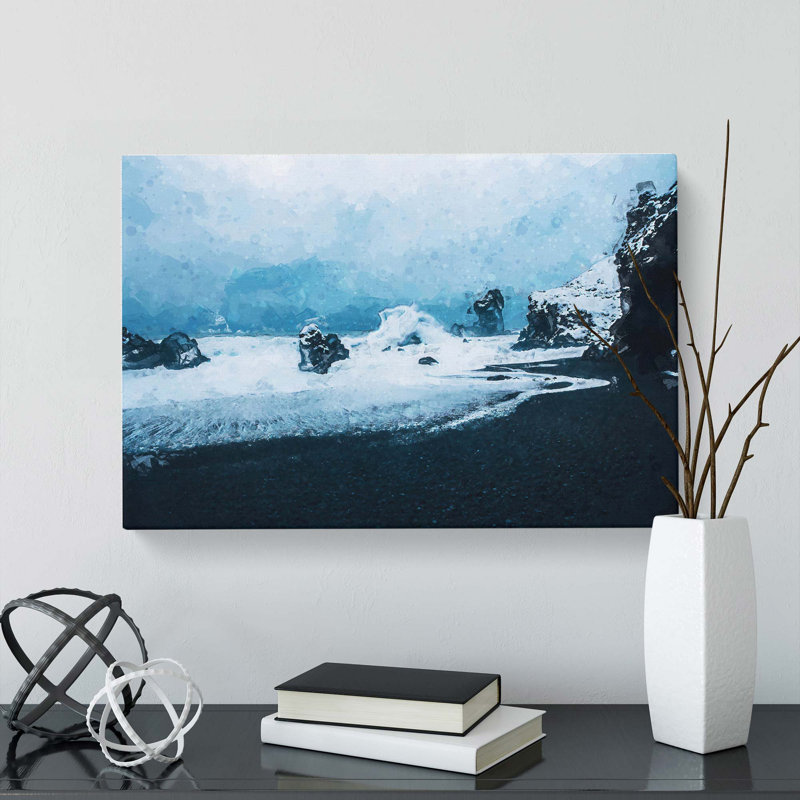 A Beach In Iceland In Abstract - Wrapped Canvas Print, 50cm H x 76cm W x 3cm D