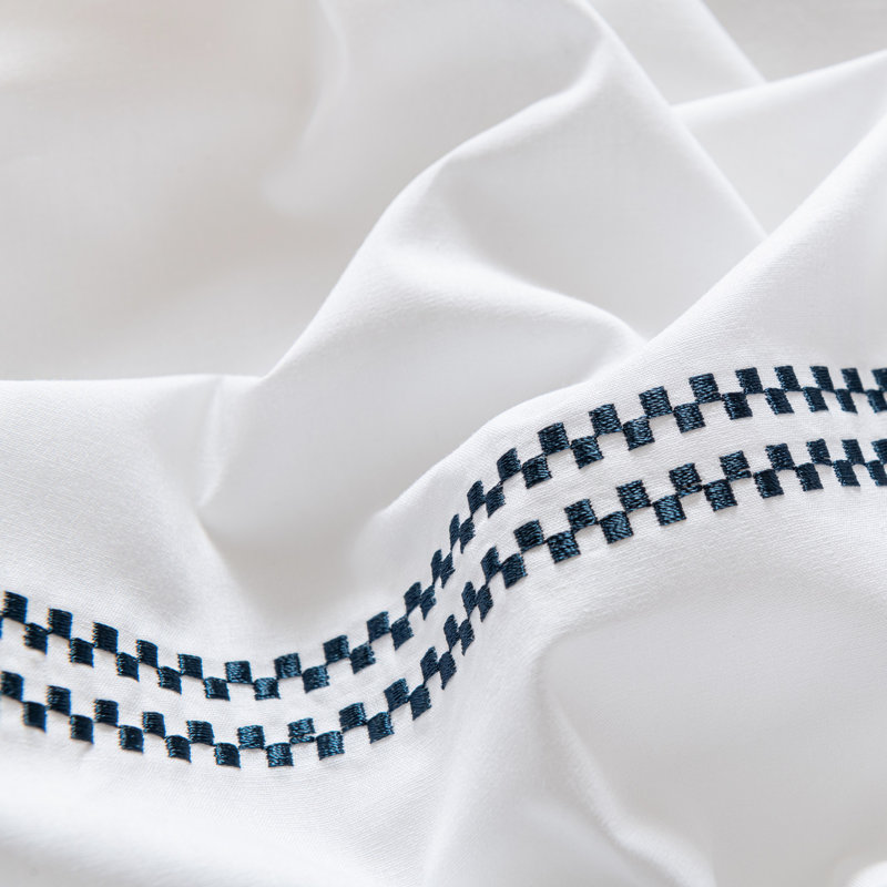 Ensemble de housse de couette en coton Percale Hotel Collection, Housse de couette simple + 1 taie décorative, Marine