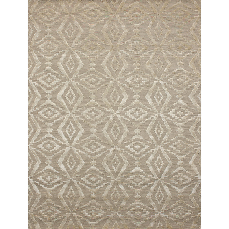 Geometric Area Rug in Light Brown/Ivory, Rectangle 9' x 12'