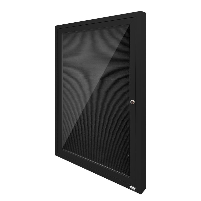 Tableau d'affichage mural fermé pour armoire d'annuaire, Noir thermolaqué, Un, H 36 po x l 36 po