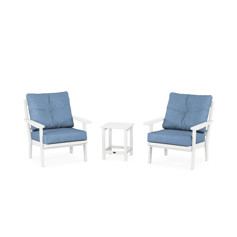 Cape Cod 3-Piece Deep Seating Set, Sky Blue, Classic White