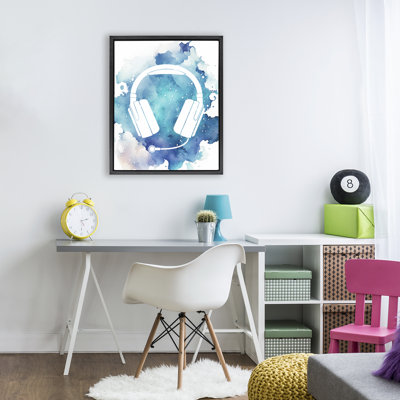 Blue Headphone Splatter Floating Frame, design by Marcus Prime