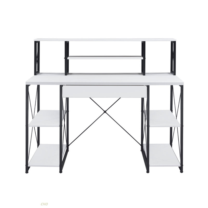 Writing Desk With One Drawer And 8 Open Compartment, White