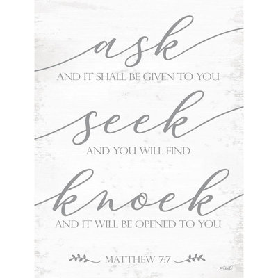 ArtDirect Sherrill, Kate Gallery Wrapped Canvas Art Titled: Ask, Seek, Knock
