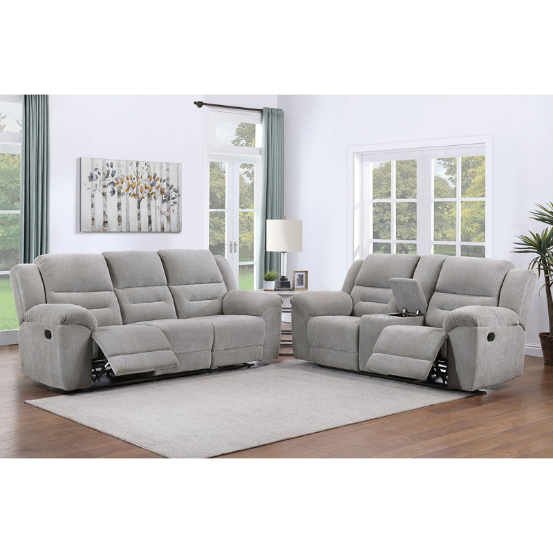 Sebring Grey 2-piece Upholstered Reclining Sofa Set