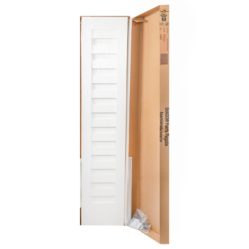 Porte pliante à persiennes blanche en bois massif lisse, 36 po x 96 po