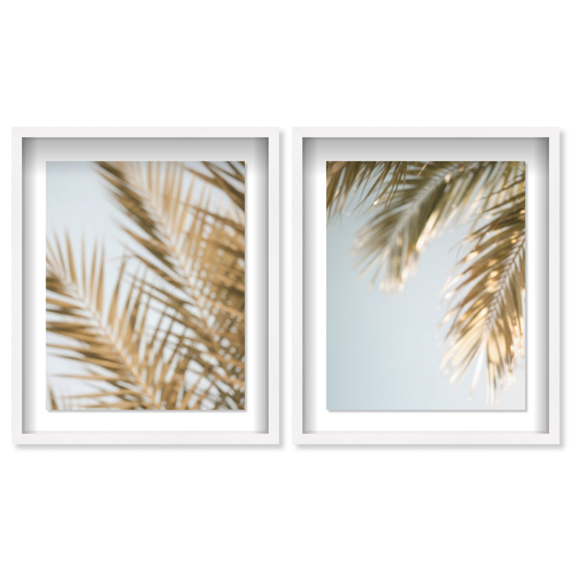 Palm Visions Set Shadowbox Floral & Botanical Print by Oliver Gal, Black Frame, 16 x 20, 25.5"H x 31.5"W, White Shadowbox