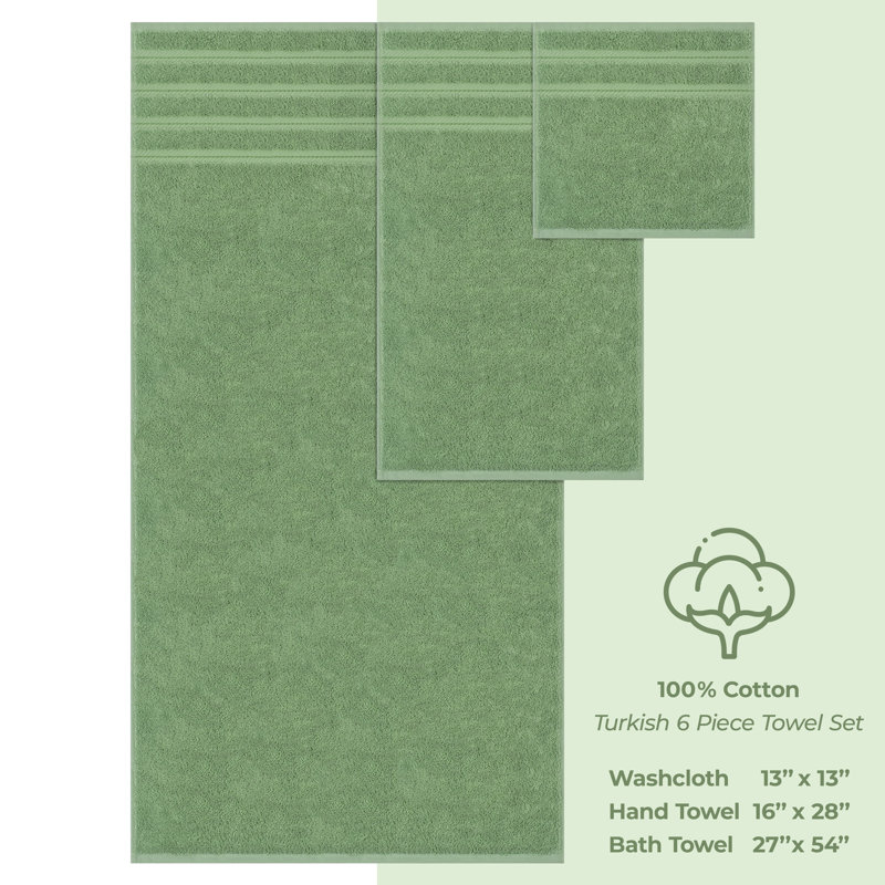 Ensemble de serviettes de bain 100% coton de qualité supérieure, collection 6 pièces Darcelle super douce et absorbante