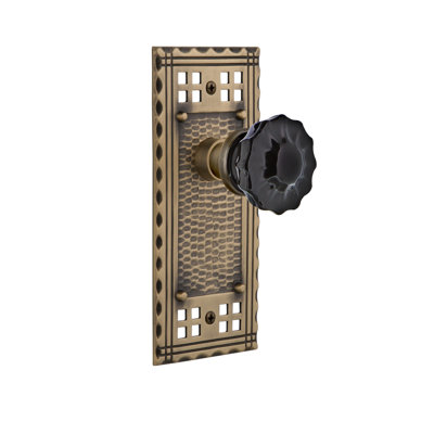 Plaque artisanale avec bouton de porte noir cristal
