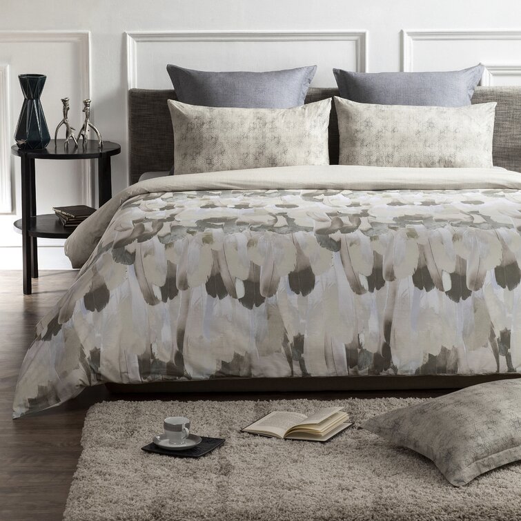 Queen Duvet + 2 Shams Safari Modern & Contemporary Organic Cotton Sateen Abstract Duvet Cover Set