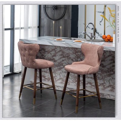 Nevis Mid-century Modern Faux Leather Tufted Nailhead Trim Counter Stool Set of 2