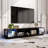 78.7'' W TV Stand Media Console With Glass Doors And Light
