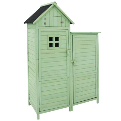 Outdoor Tall Garden Storage Cabinet Wooden Tool Shed With Pvc Roof