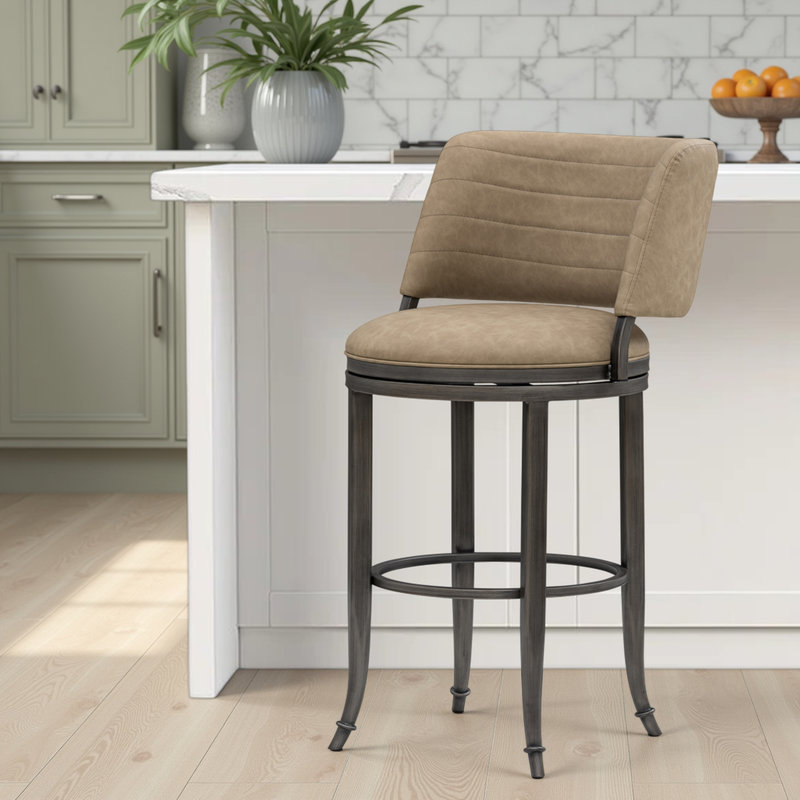 Tabouret de bar pivotant à hauteur de comptoir Conwell, Brun, Tabouret de comptoir (siège d'une hauteur de 26 p