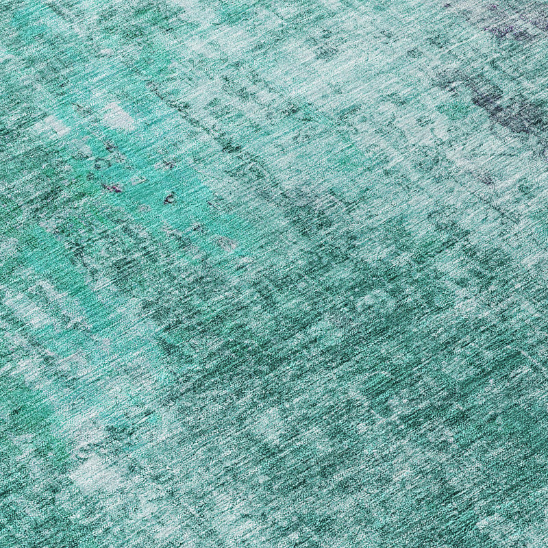 Tapis bleu sarcelle lavable à la machine intérieur / extérieur Ayush ACN655, Rectangle 10 pi x 14 pi