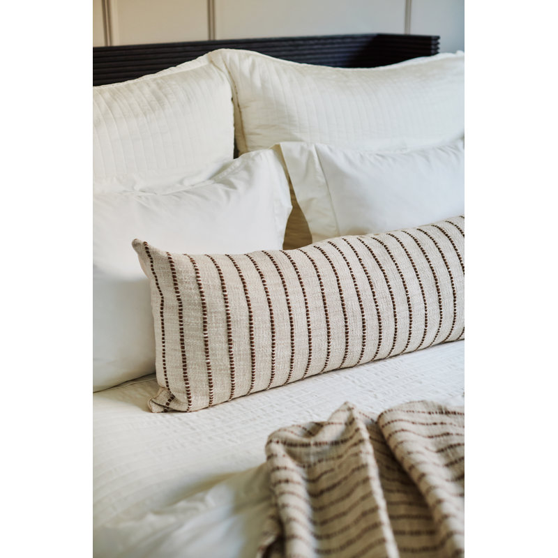 Jojo Pillow Cover & Insert, Square 20" H x 20" W, Ivory/Charcoal Striped