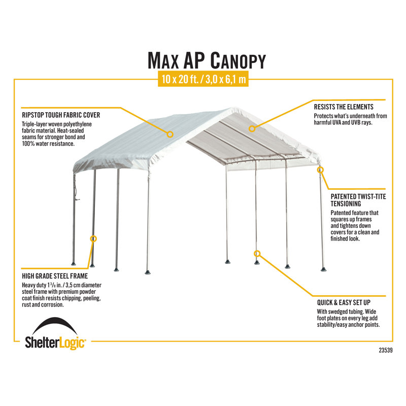 10 Ft. W x 20 Ft. D Canopy