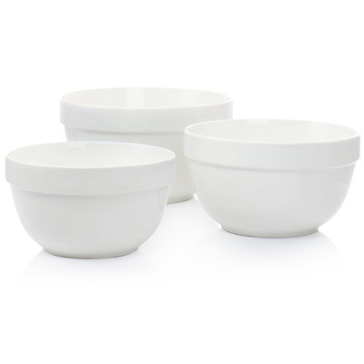 Martha Stewart Everyday 3 Piece Ceramic Mixing Bowl Set In White