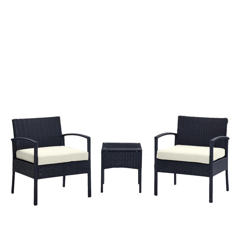 Ensemble de conversation moderne pour 2 personnes avec coussins en polyester Noli, Crème, crème
