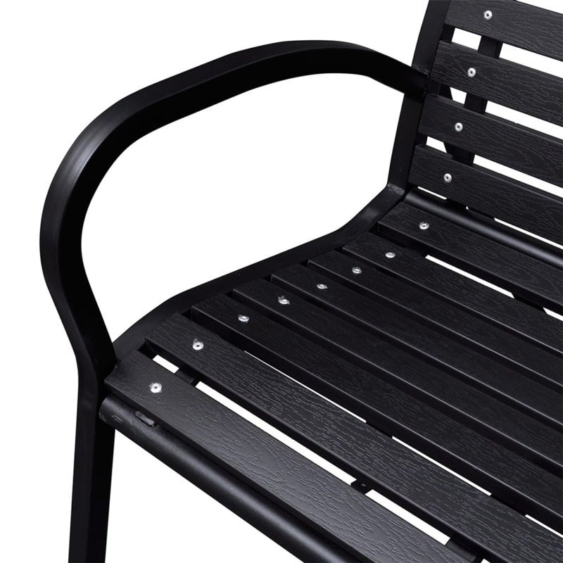 Banc de patio Fenelia en acier noir 45,7 po et WPC