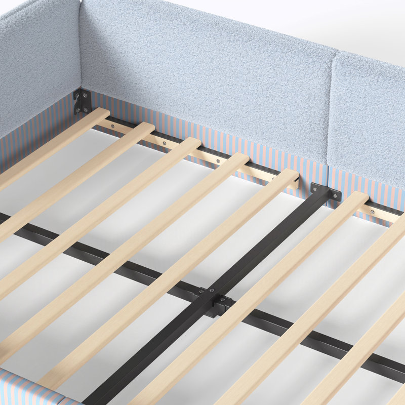 Base de lit tapissier grand format, Blue, Grand lit