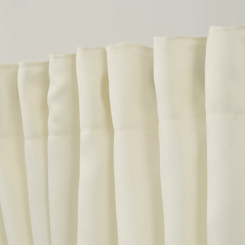 Extra Wide & Extra Long Custom Made Solid Color Room Darkening Single Curtain Panel, 100" W x 168" L, Ecru
