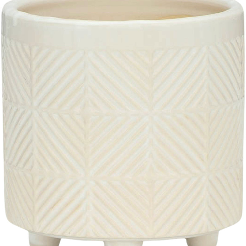 S/2 6/8" Textured Planters Flower Pot, White