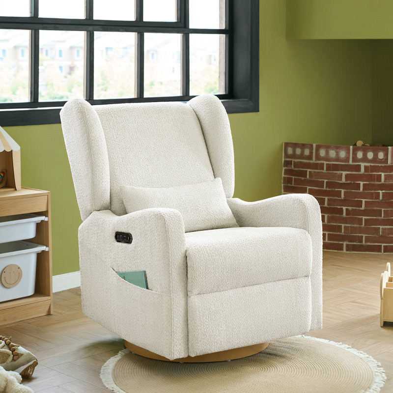 Fauteuil inclinable électrique oscillant l 29,5 po Ceandra avec veilleuse, Ivoire ivoire