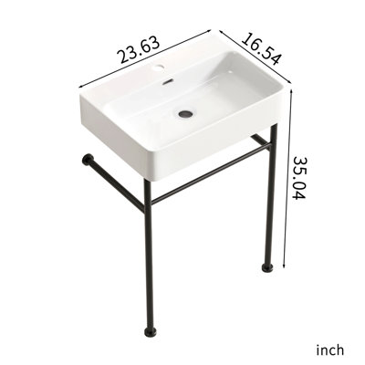 Lavabo de salle de bain autoportant 24 po * 16,5 po * 34,65 po