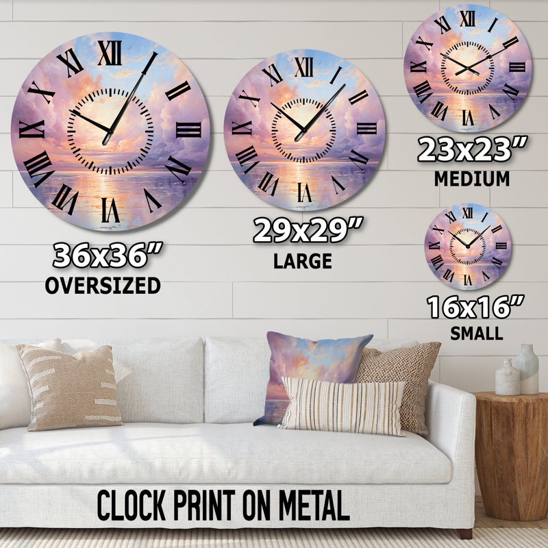 Horloge murale Sunset Cotton Candy Skies II - Paysages, Grand