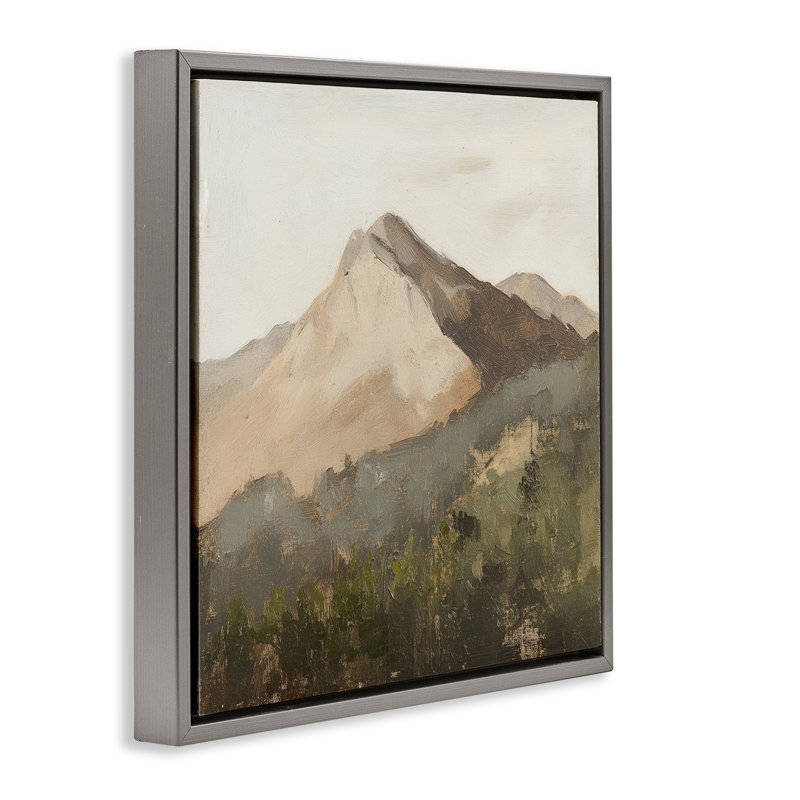 Cadre flottant Sierra Mountain Landscape, par Petal Prints Design, H 18 po x l 18 po, Cadre flottant gris lustré
