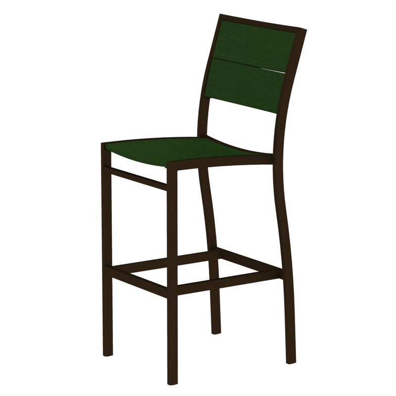 Chaise d'appoint de bar POLYWOOD Surf City, Bronze texturé / Forêt tropicale