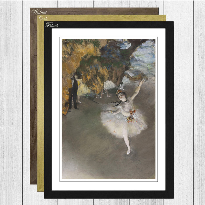 The Star Ballerina by Edgar Degas Framed Wall art - Framed Print, Black