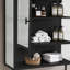 Armoire murale moderne à deux portes de 23,62 po avec deux portes, un rangement fermé à deux niveaux, une tablette ouverte et un porte-serviettes, pour le vestibule, le salon, la salle à manger et la salle à manger