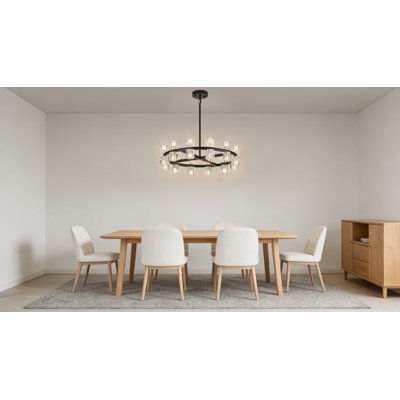 24-Inch Black Crystal Wagon Wheel Chandelier, Modern Farmhouse Pendant Light Fixture With 24 Lights For Living Room, Dining Room, Bedroom Or Foyer