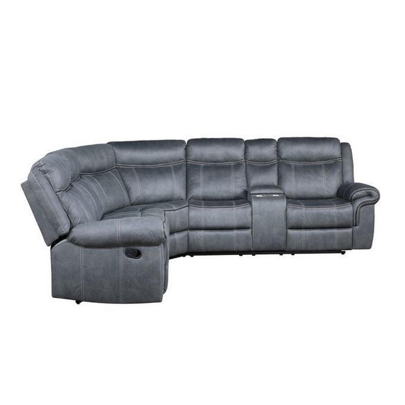 Canapé modulaire inclinable en velours de 84 po de largeur, Velours gris