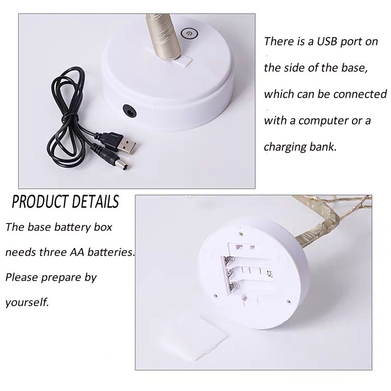 LED  Touch Sensitive Cooper Wire Tree Night Light