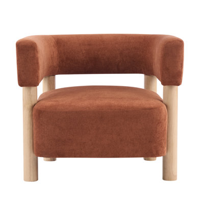 Pryloren Modern Velvet Upholstered Accent Arm Chair with Rubberwood Legs, Spring Cushion Seat & Plush Foam Comfort