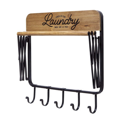 Supports rétractables muraux, 3 barres et 5 crochets pour le séchage des serviettes suspendues, économisant l'espace parfait pour la salle de lavage, la salle de bain, la décoration murale