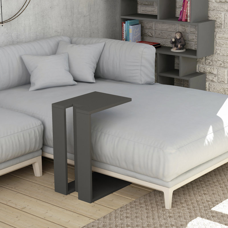 Madelyn Modern Compact C Shape Side Table, Anthracite
