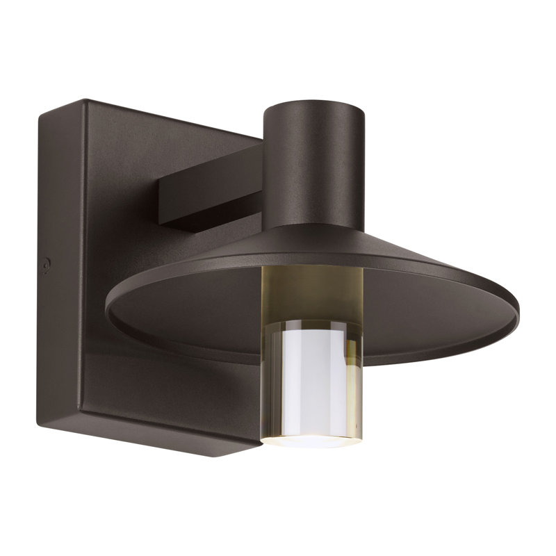 Ash LED Outdoor Armed Sconce, Bronze, 8" H x 8" W x 9.9" D