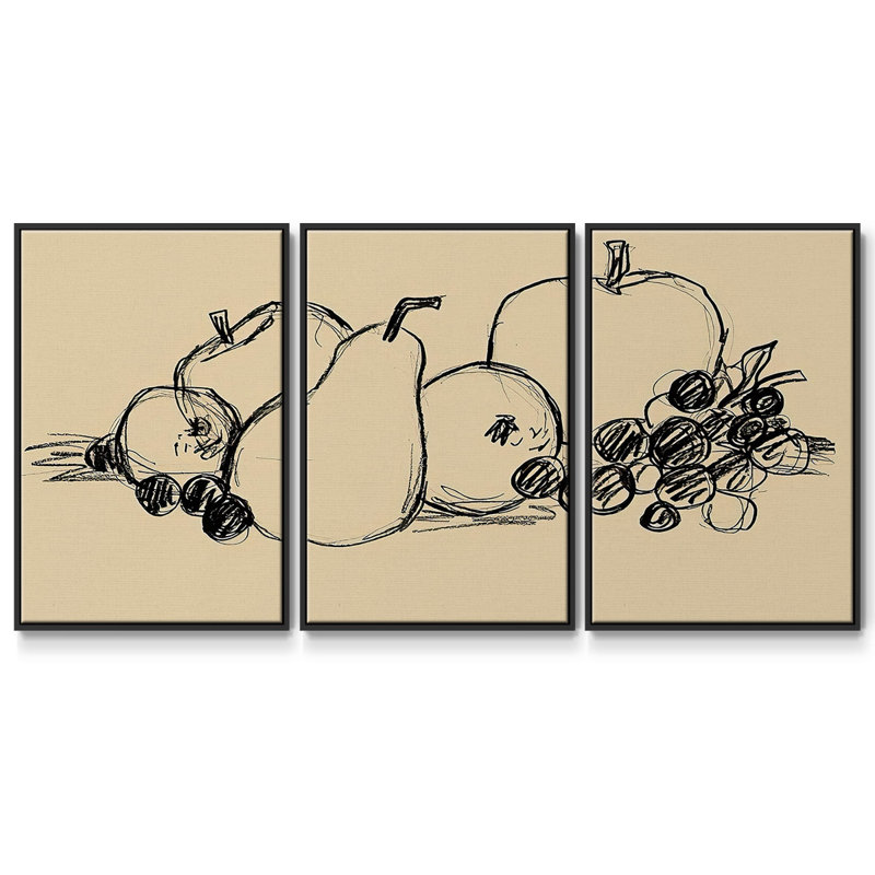 Graphite Fruit II, 3 pièces, H 36 po x l 75 po x P 2 po, Noir